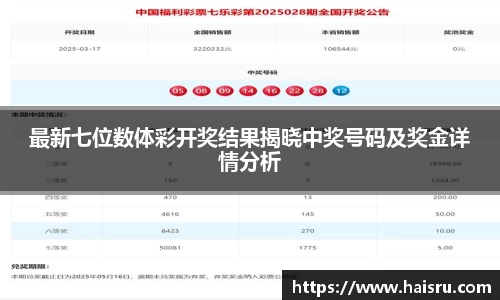 最新七位数体彩开奖结果揭晓中奖号码及奖金详情分析